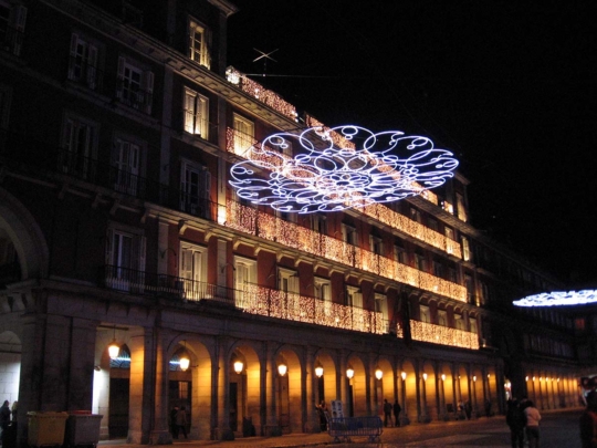 Christmas lights, Plaza Mayor, Madrid, Spain