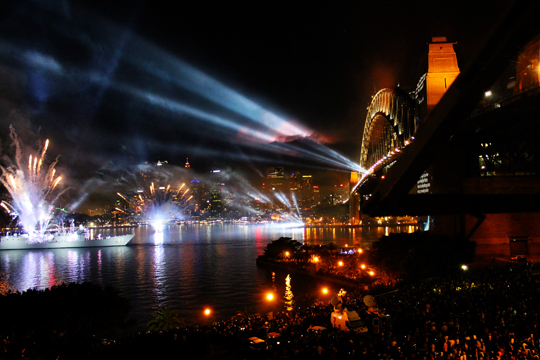 Fireworks over Sydney Harbour for the Fleet Review this past Saturday