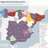 Spain's favorite soccer teams by province