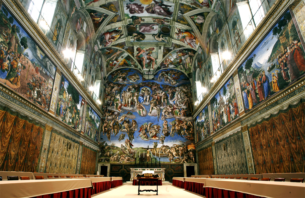 The Sistine Chapel. I may be the only tourist in history to actually obey their "no photos" rule, so photo credit)