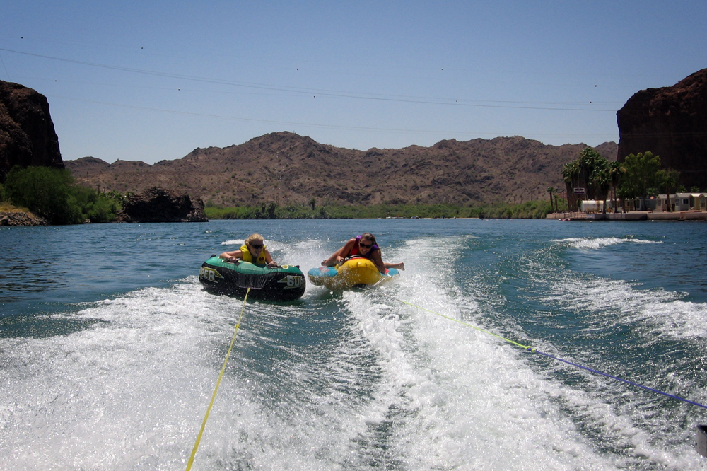 The inflatable friends known as Ski-Bob and Skip.