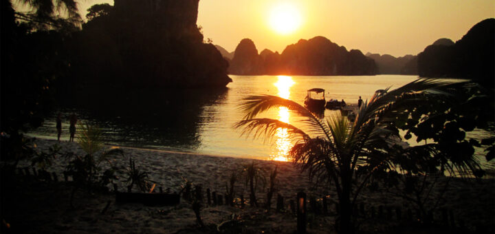 Castaways Island sunset, Halong Bay, Vietnam