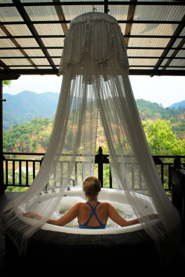 A bit of rest and relaxation in my private jacuzzi at the mindblowingly beautiful Panviman Chiang Mai