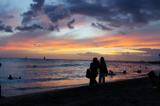 Waikiki Beach sunset, Oahu, Hawaii