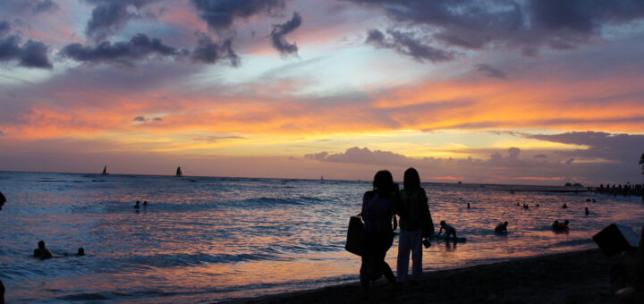 Waikiki Beach sunset, Oahu, Hawaii